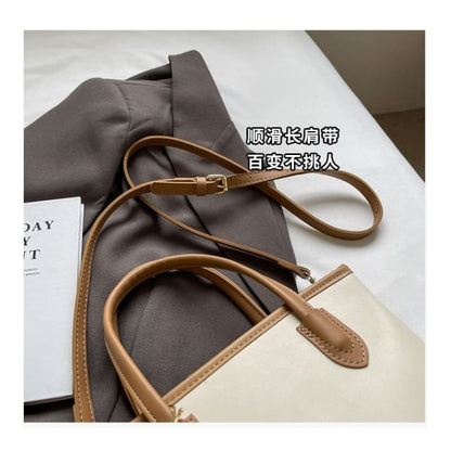 Set: Top Handle Faux Leather Crossbody Bag + Bag Charm