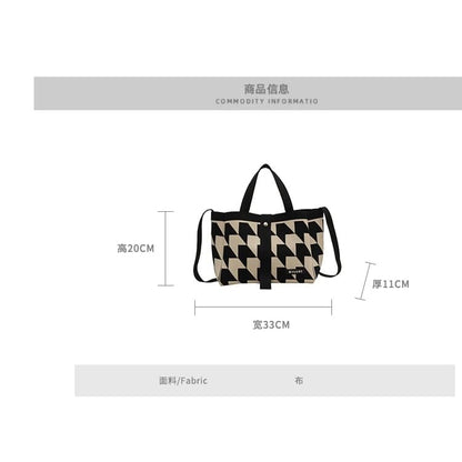 Set: Top Handle Patterned Crossbody Bag + Pouch