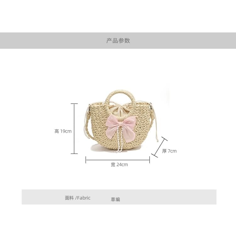 Set: Top Handle Woven Crossbody Bag + Scarf