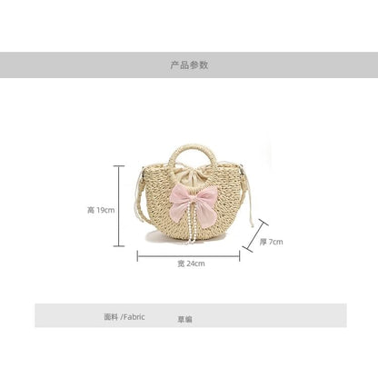 Set: Top Handle Woven Crossbody Bag + Scarf