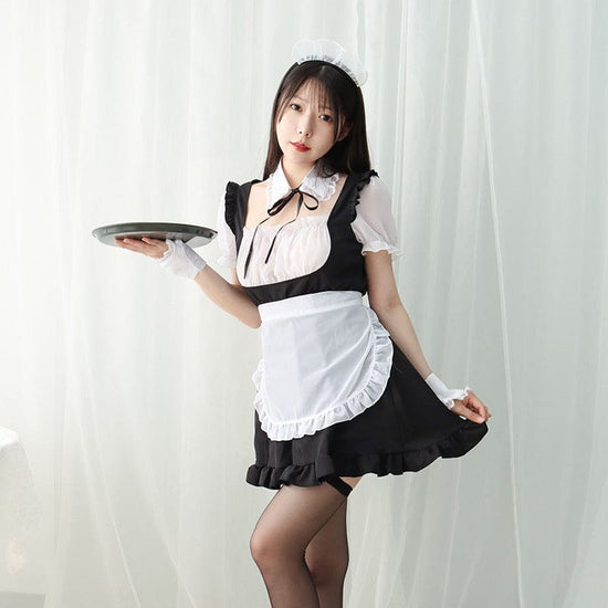 Sexy Ruffle Maid Dress Nightdress Lingerie Set – KawaiiMoriStore