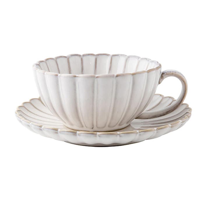 Shell Ceramic Cup - Cup + Saucer / White