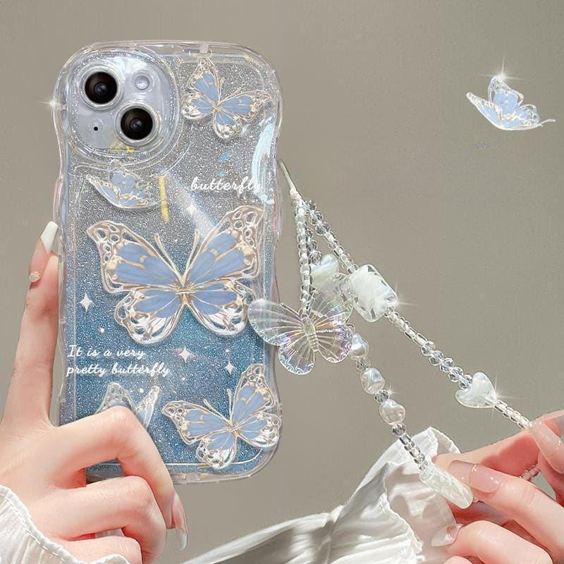 Shining Delicate Butterfly Phone Case - Blue butterfly