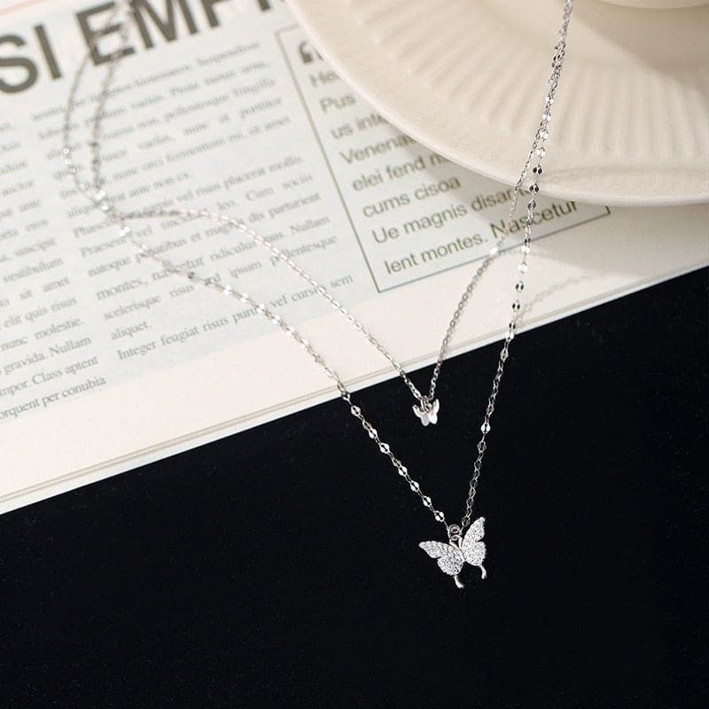 Shiny Butterfly Tassel Necklace MK16987 - Necklace