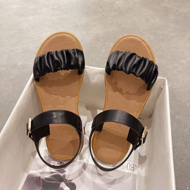 Shirred Sandals - Black / 35