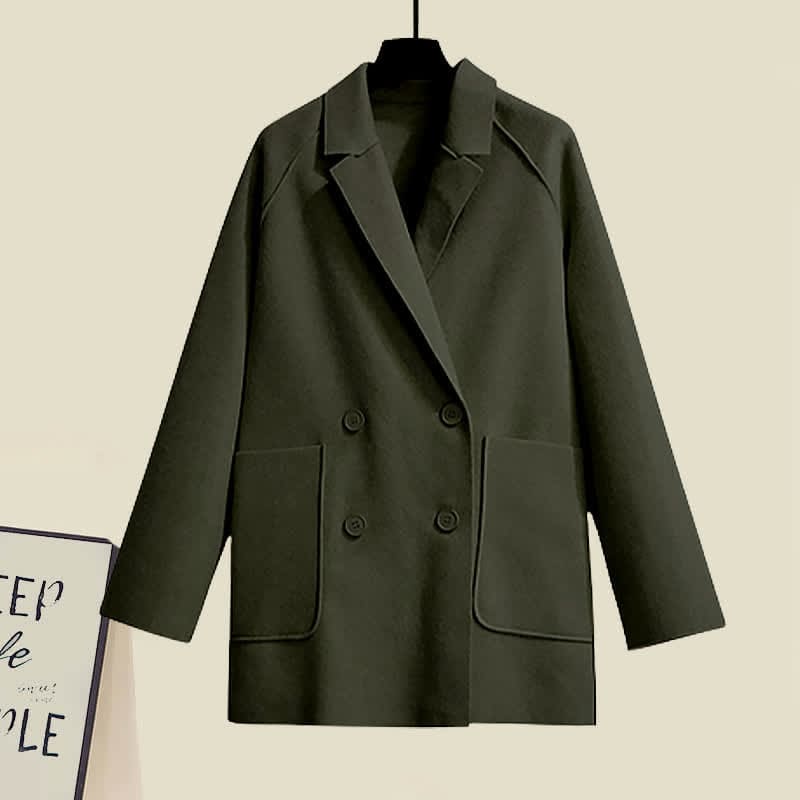 Shirt Pleated Skirt Pocket Wool Jacket Coat - Coat / M