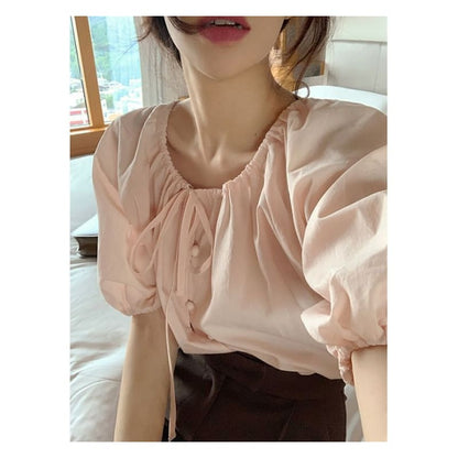 Short-Sleeve Button Blouse