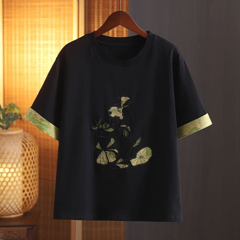 Short-Sleeve Crewneck Embroidered T-Shirt