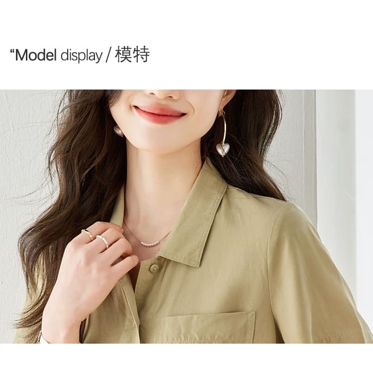 Short Sleeve Lapel Neck Solid Loose Fit Shirt