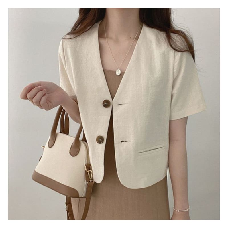 Short-Sleeve Linen Blazer