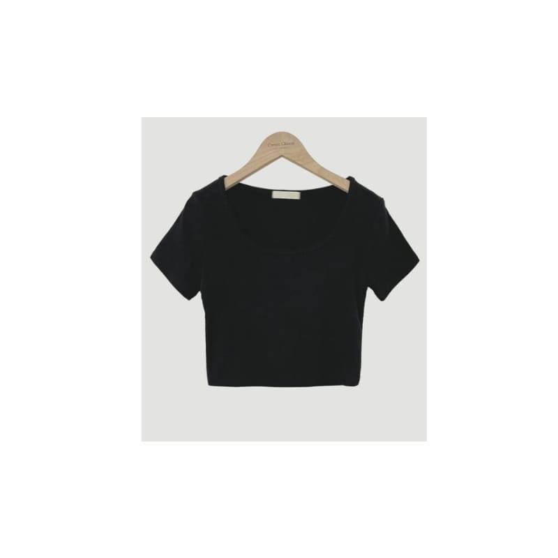 Short-Sleeve Plain Cropped T-Shirt