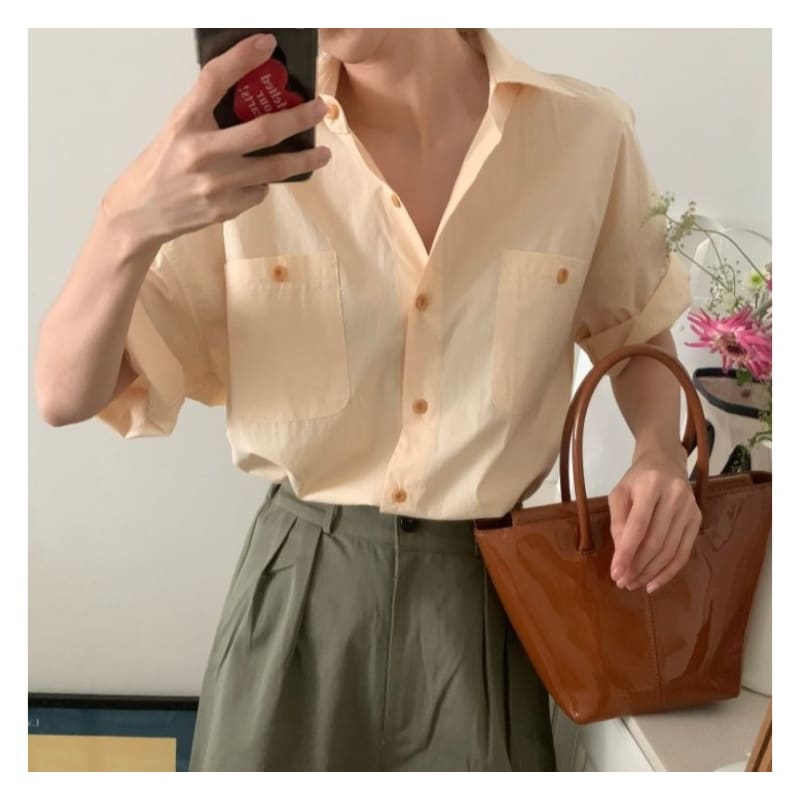 Short-Sleeve Plain Shirt