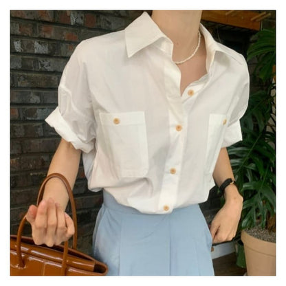 Short-Sleeve Plain Shirt