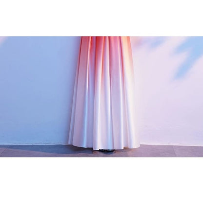 Short-Sleeve Star Embroidered Gradient Sheath Evening Gown