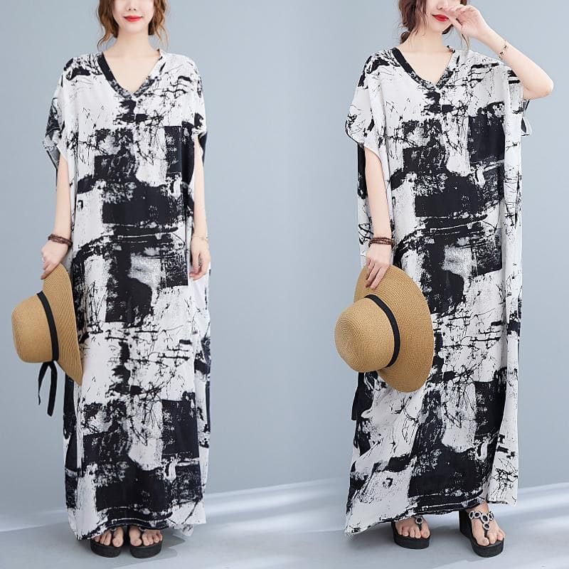 Short-Sleeve Tie-Dye Maxi Oversized T-Shirt Dress - Tie-Dye