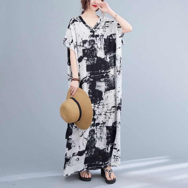 Short-Sleeve Tie-Dye Maxi Oversized T-Shirt Dress - Tie-Dye