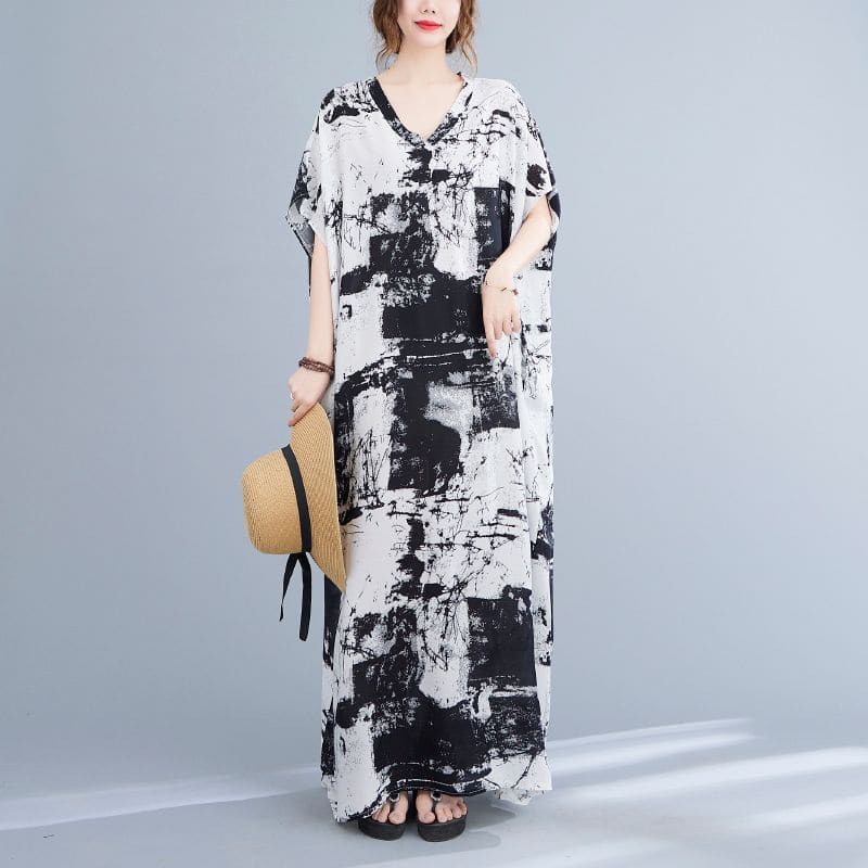 Short-Sleeve Tie-Dye Maxi Oversized T-Shirt Dress - Tie-Dye