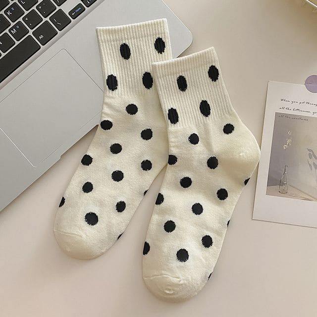 Short Socks Set - 3 Pairs - Dots - White / One Size