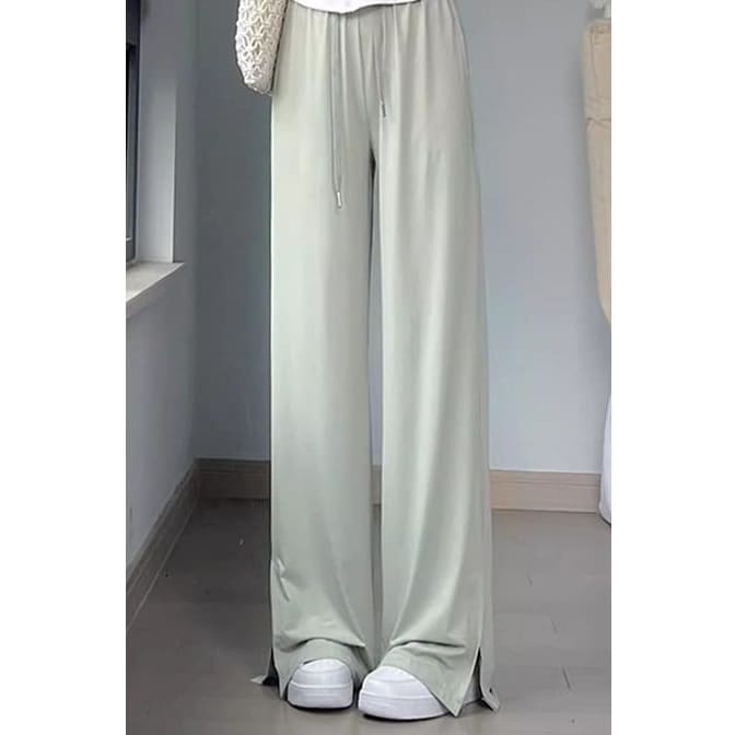 Side Slit High Rise Plain Wide Leg Sweatpants