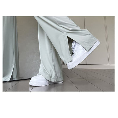 Side Slit High Rise Plain Wide Leg Sweatpants