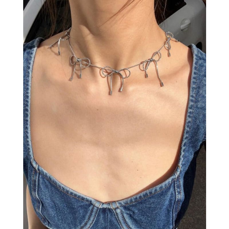 Silver Bows Choker - Standart / Silver - Necklace