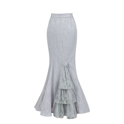 Silver Gray Elegant Lolita Mermaid Skirt