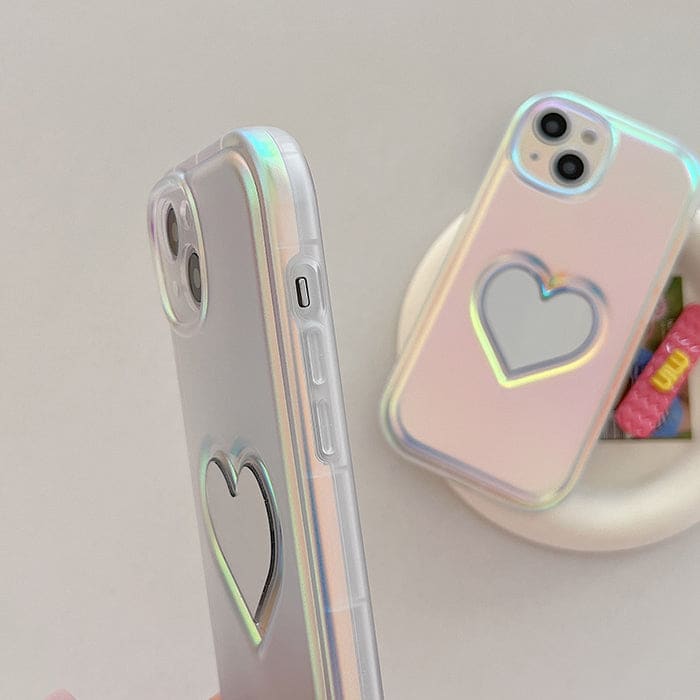 Silver Heart Mirror Phone Case - IPhone Case