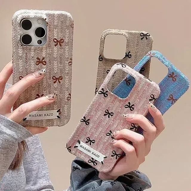 Simple Bow Flannel Phone Case - iPhone 16 Pro Max / 16 Pro