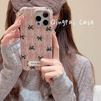 Simple Bow Flannel Phone Case - iPhone 16 Pro Max / 16 Pro