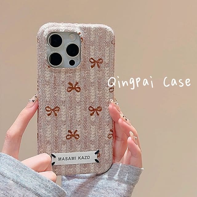 Simple Bow Flannel Phone Case - iPhone 16 Pro Max / 16 Pro