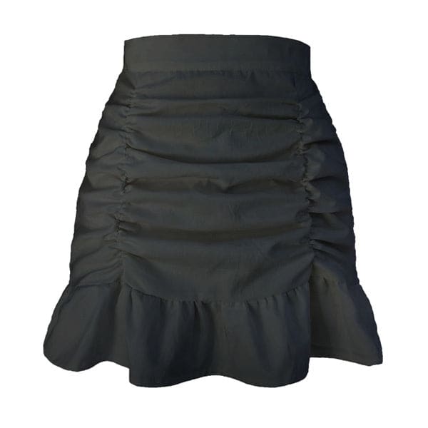 Simply Ruffle Mini Skirt - S / Black - Skirt