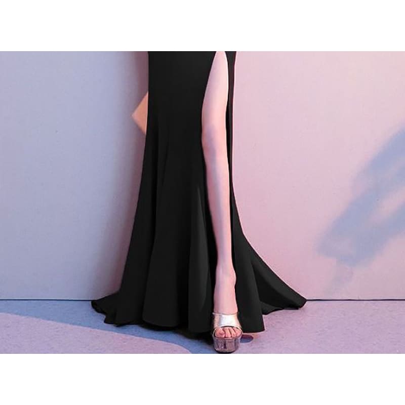 Single Shoulder Plain Sheath Evening Gown