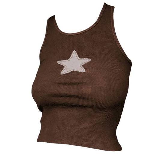 Skater Star Tank Top - S / Brown - Tops