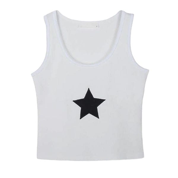 Skater Star Tank Top - S / White - Tops