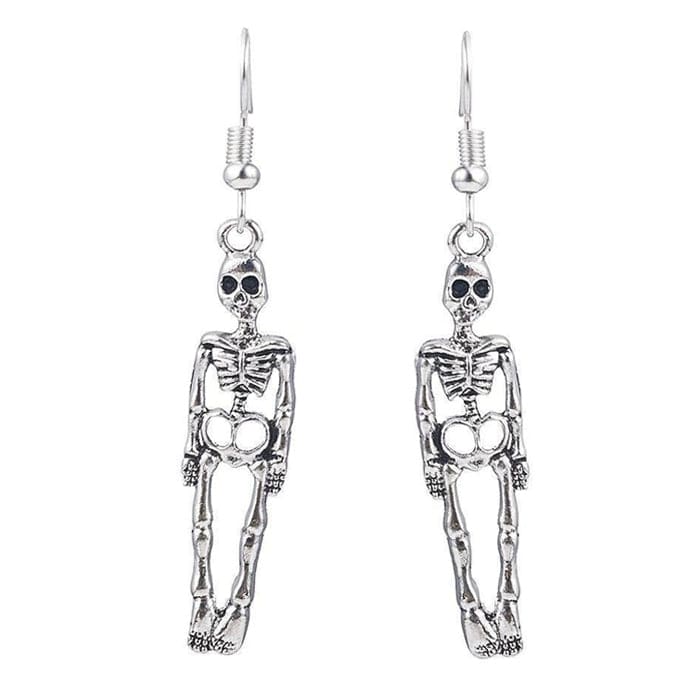 Skeleton Pendant Earrings - Standart / Silver - earrings