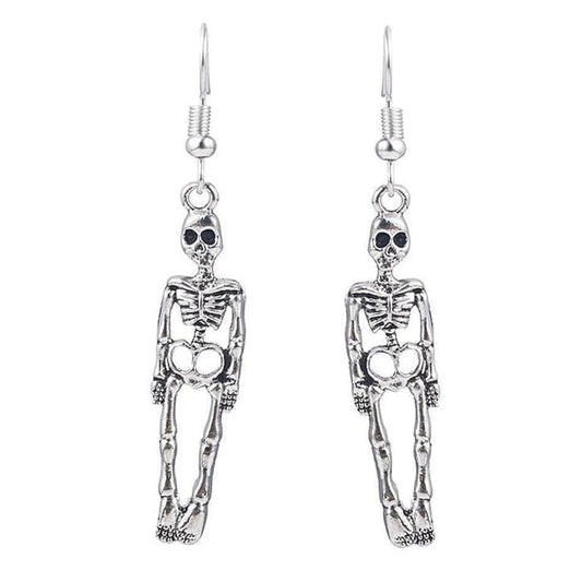 Skeleton Pendant Earrings - Standart / Silver - earrings