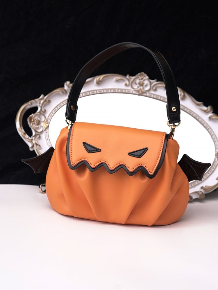 Halloween Orange Pumpkin Bat Wings Tote Bag - Orange / Free