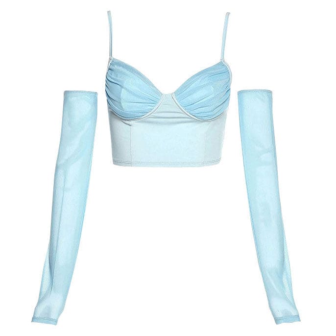 Sky Blue Top and Gloves Set - S / Blue - Tops