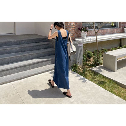 Sleeveless Denim Midi Dress