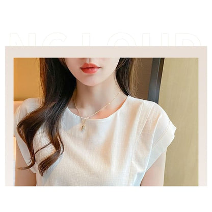 Sleeveless Linen Crew Neck Plain Top Egirldoll