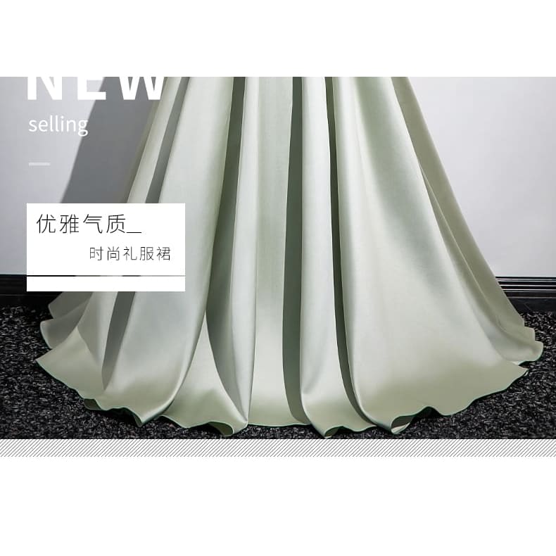 Sleeveless Off Shoulder Plain Pleated Ruched Satin A-Line