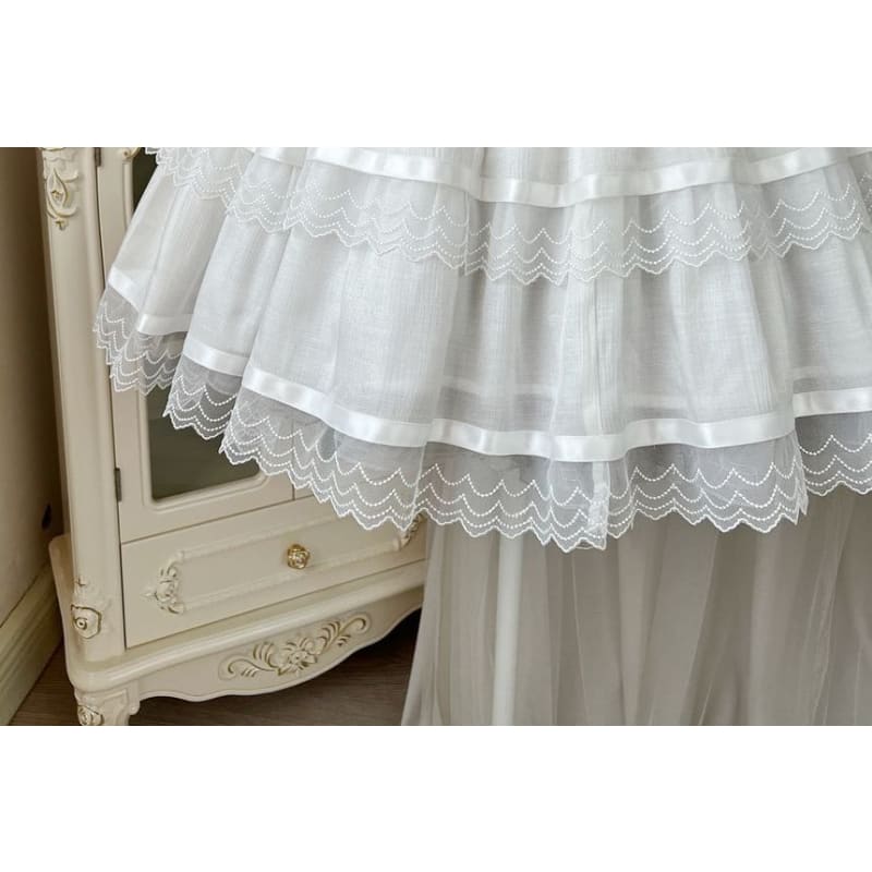 Sleeveless U-Neck Plain Tiered A-Line Lolita Dress