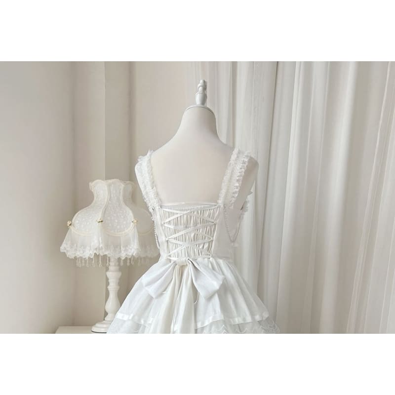 Sleeveless U-Neck Plain Tiered A-Line Lolita Dress