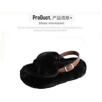 Slingback Fluffy Platform Sandals