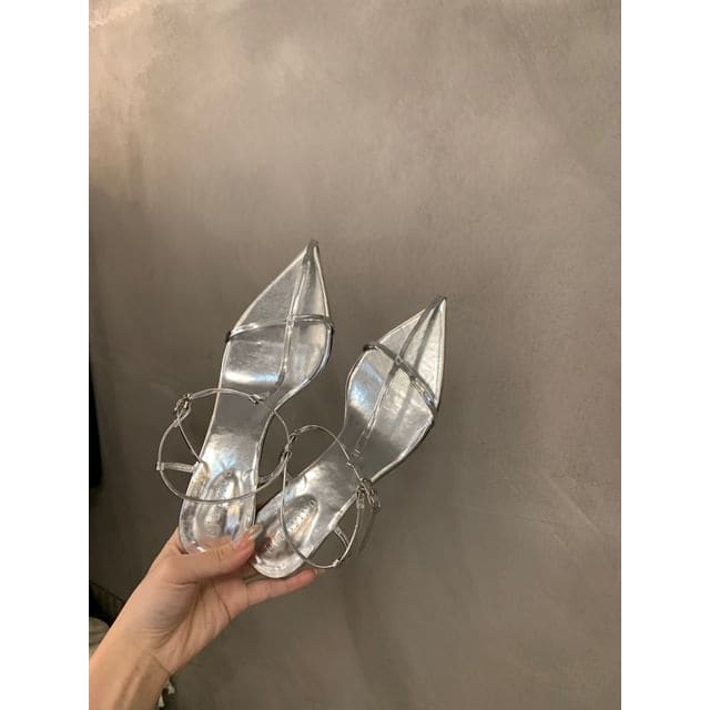 Slingback Kitten Heel Sandals - JDL333-3 - Silver / 35