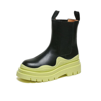 Slip-On Colorblock Platform Boots - Green B / 35