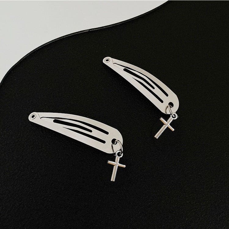 Sliver Aesthetic Hair Clips - Standart / Cross - Other