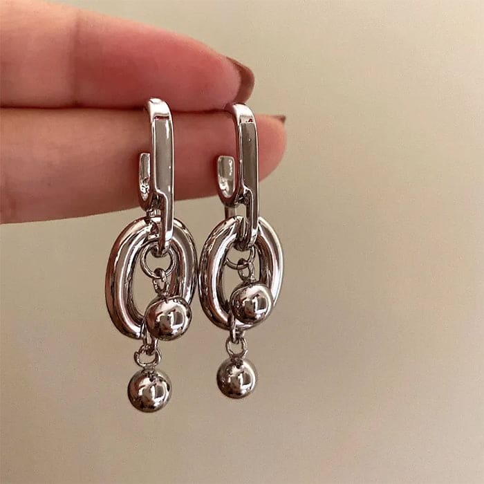 Sliver Chunky Chain Earrings - Standart / Silver - earrings