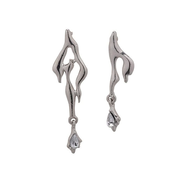 Sliver Flame Earrings - Standart / Silver - earrings