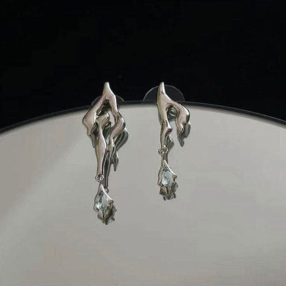 Sliver Flame Earrings - Standart / Silver - earrings